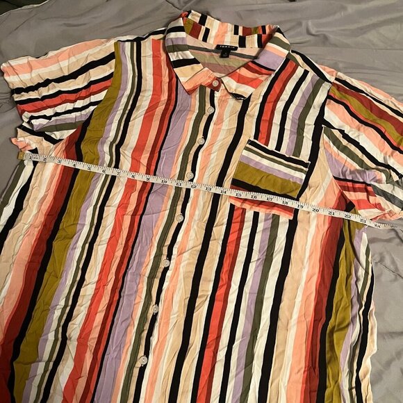 Torrid Size 3 Striped Stretch Challis Button-Front Shirt - Picture 7 of 8